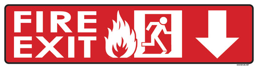 Fire Exit Sign with Down Arrow