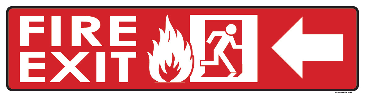 Fire Exit Sign with Left Arrow